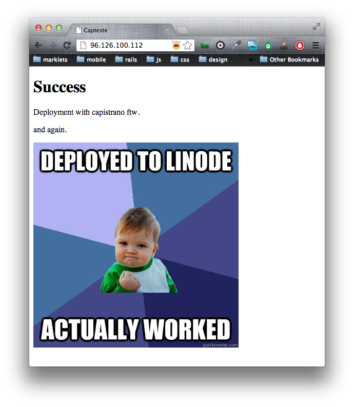 Success Kid: Deployed to Linode. Actually Worked.